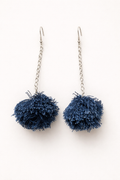 Unique Handmade Denim Pom Pom Earrings Recycled Alessandra Bianco 2026 Blue | Bardo