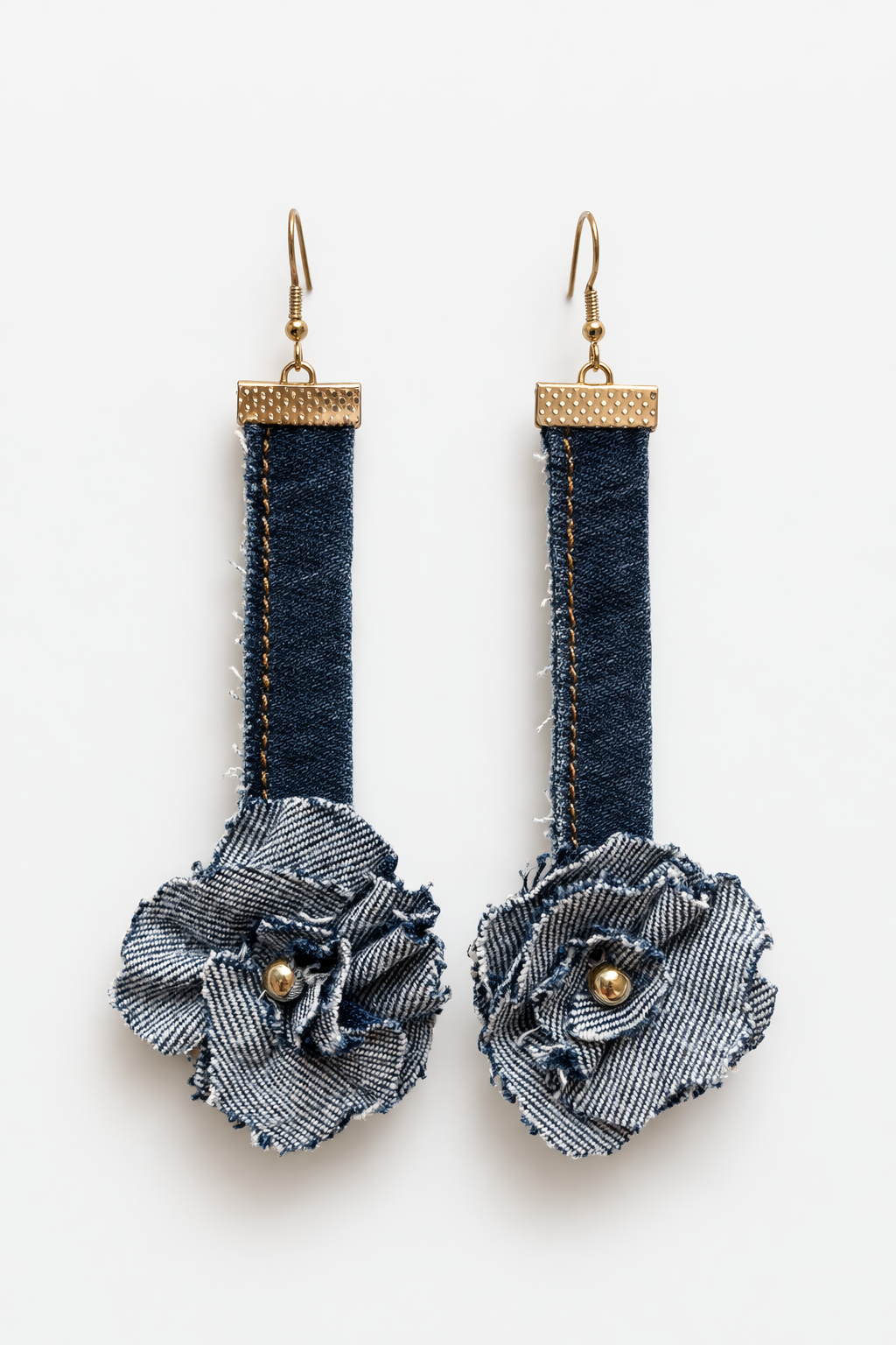 Unique Handmade Denim Flower Earrings Recycled Alessandra Bianco 2026 Blue | Bardo