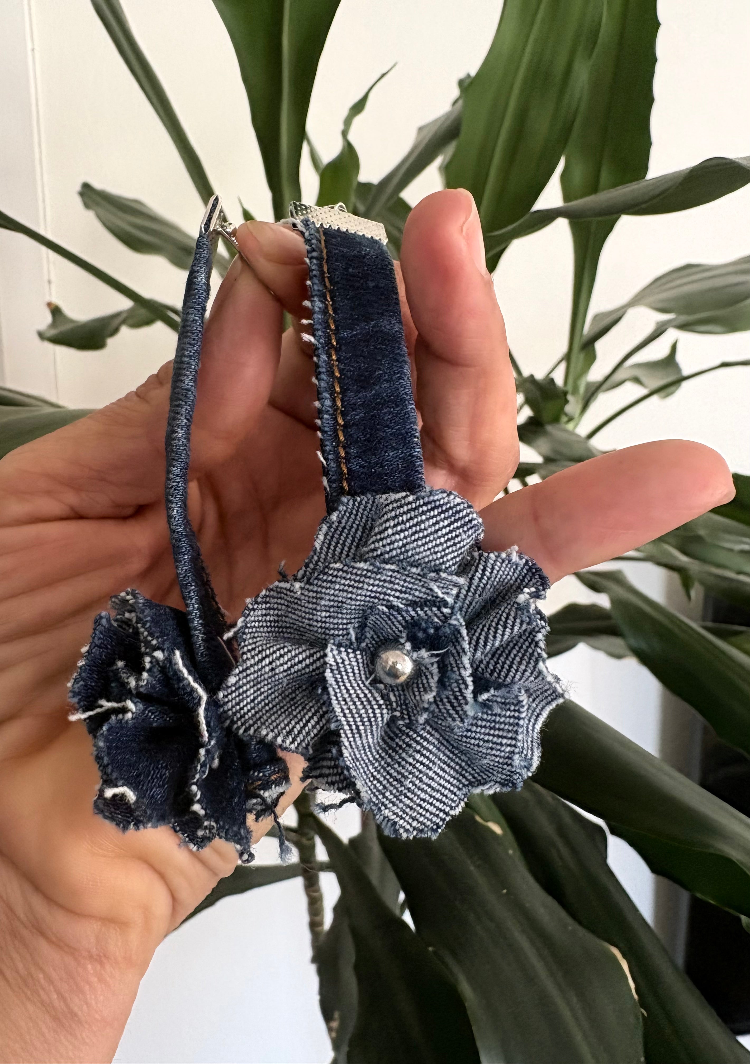 Unique Handmade Denim Flower Earrings Recycled Alessandra Bianco 2026 Blue | Bardo