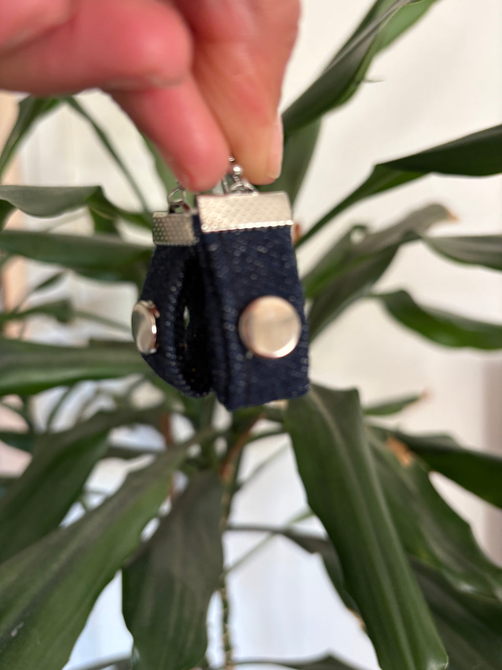 Product title Unique Handmade Recycled Denim Earrings Blue Statement Hypoallergenic | Bardo