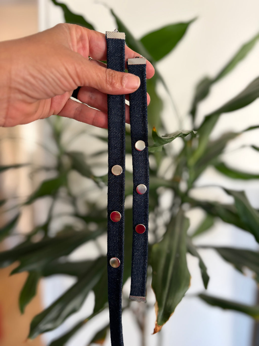 Product title Unique Handmade Recycled Denim Long Earrings Blue Statement Hypoallergenic | Bardo