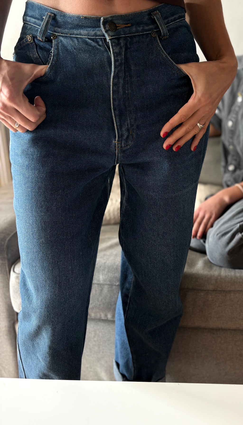 90s Dark Wash Denim Jeans – High Waist Straight Leg Vintage Size 38 | BARDO