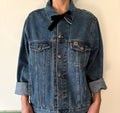 90s Denim Jacket Classic Button Front Double Stitch 100% Cotton Blue Unique | Bardo