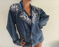 Vintage 90s Jazzino Embellished Denim Jacket Oversize Blue XL | Bardo