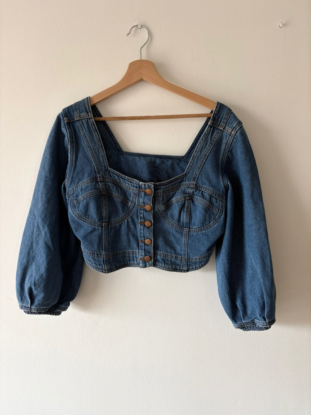 Y2K Denim Top Fitted Structured Blue Unique | Bardo