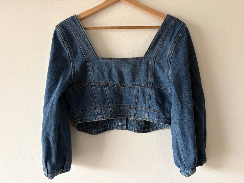 Y2K Denim Top Fitted Structured Blue Unique | Bardo