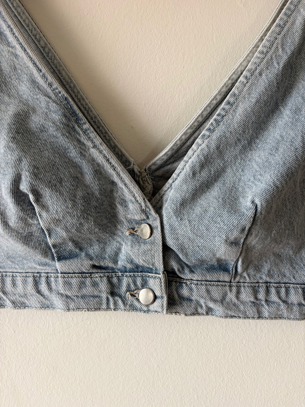 Y2K Denim Bustier Top Button Front Fitted Blue | Bardo