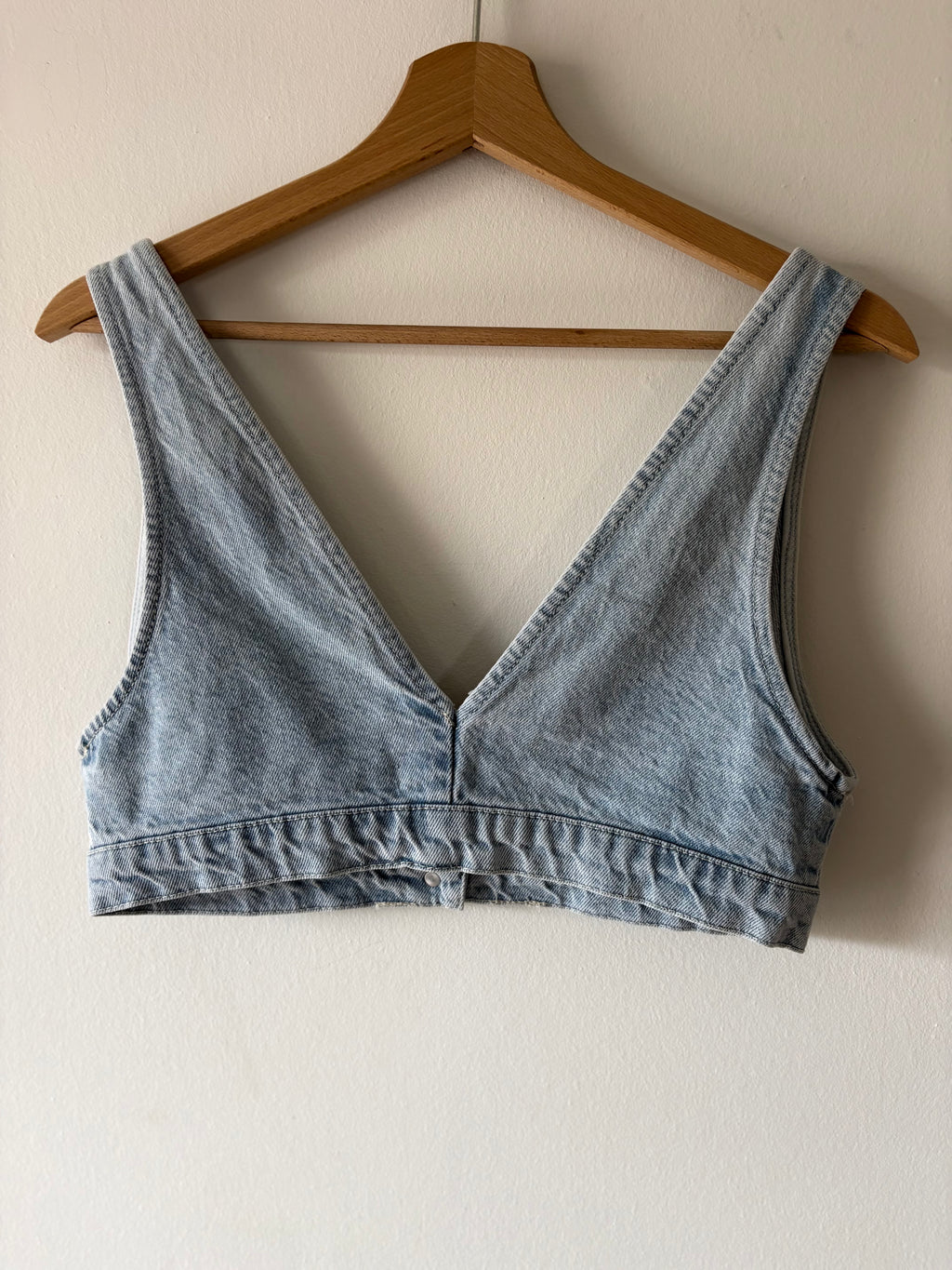 Y2K Denim Bustier Top Button Front Fitted Blue | Bardo