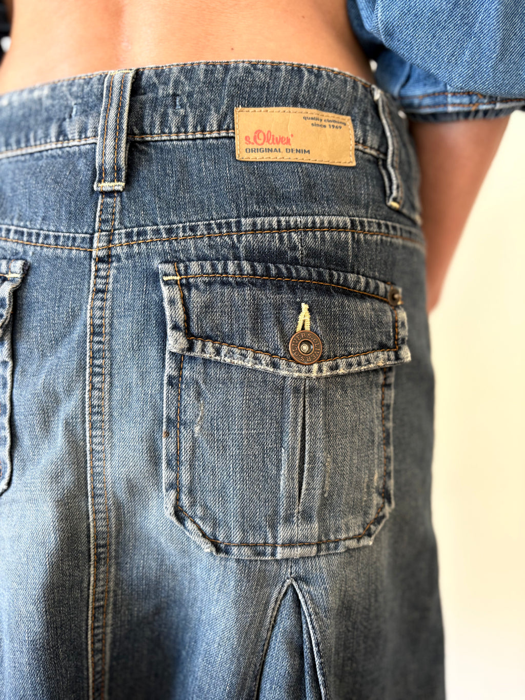 Y2K Denim Mini Skirt Oliver Strong Stitching Blue Unique | Bardo