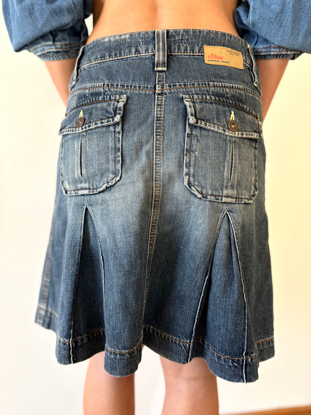 Y2K Denim Mini Skirt Oliver Strong Stitching Blue Unique | Bardo