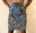 Unique Vintage 90s Denim Skirt Jazzino Embellished High Waist Blue | Bardo