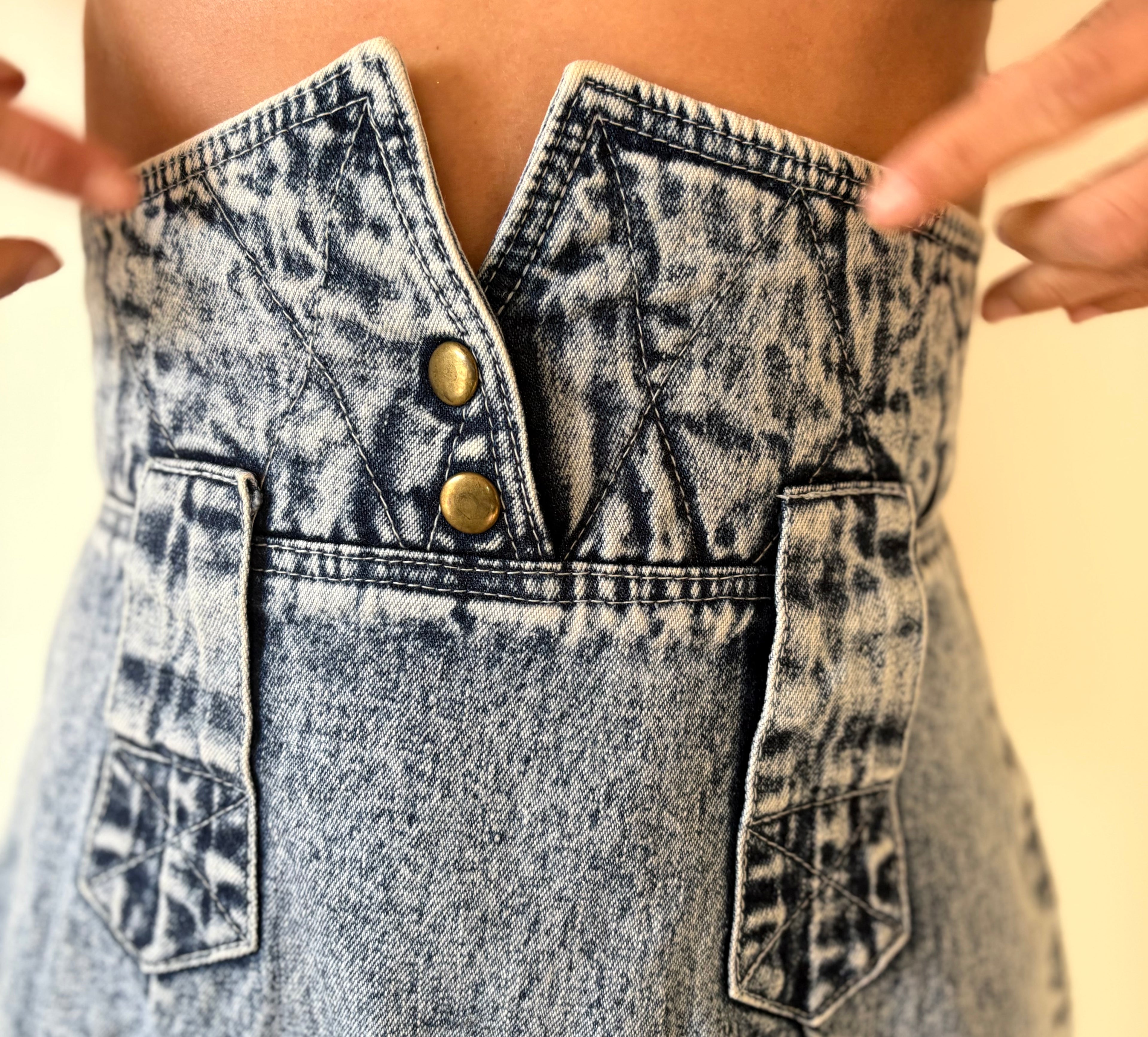 Unique Vintage 90s Denim Skirt Jazzino Embellished High Waist Blue | Bardo