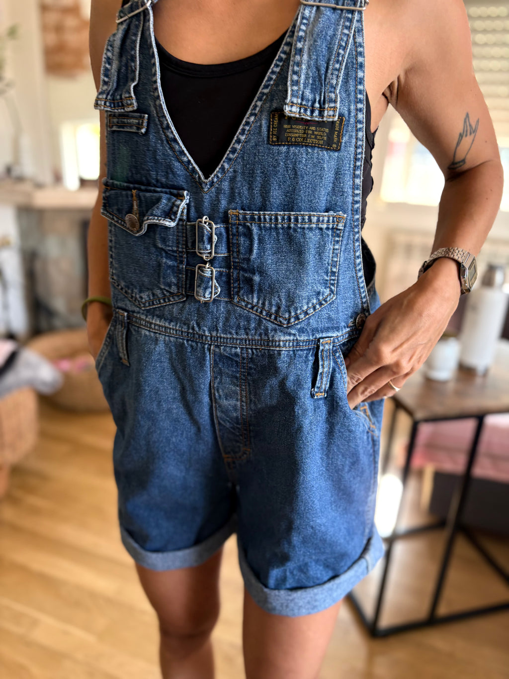 80s Vintage Denim Pants High Waist Unique Structured Details Blue | Bardo